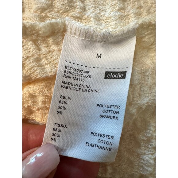 Elodie stretchy Crop Top Size Medium Textured Long Sleeve NWT Stretchy Ivory - Picture 4 of 7